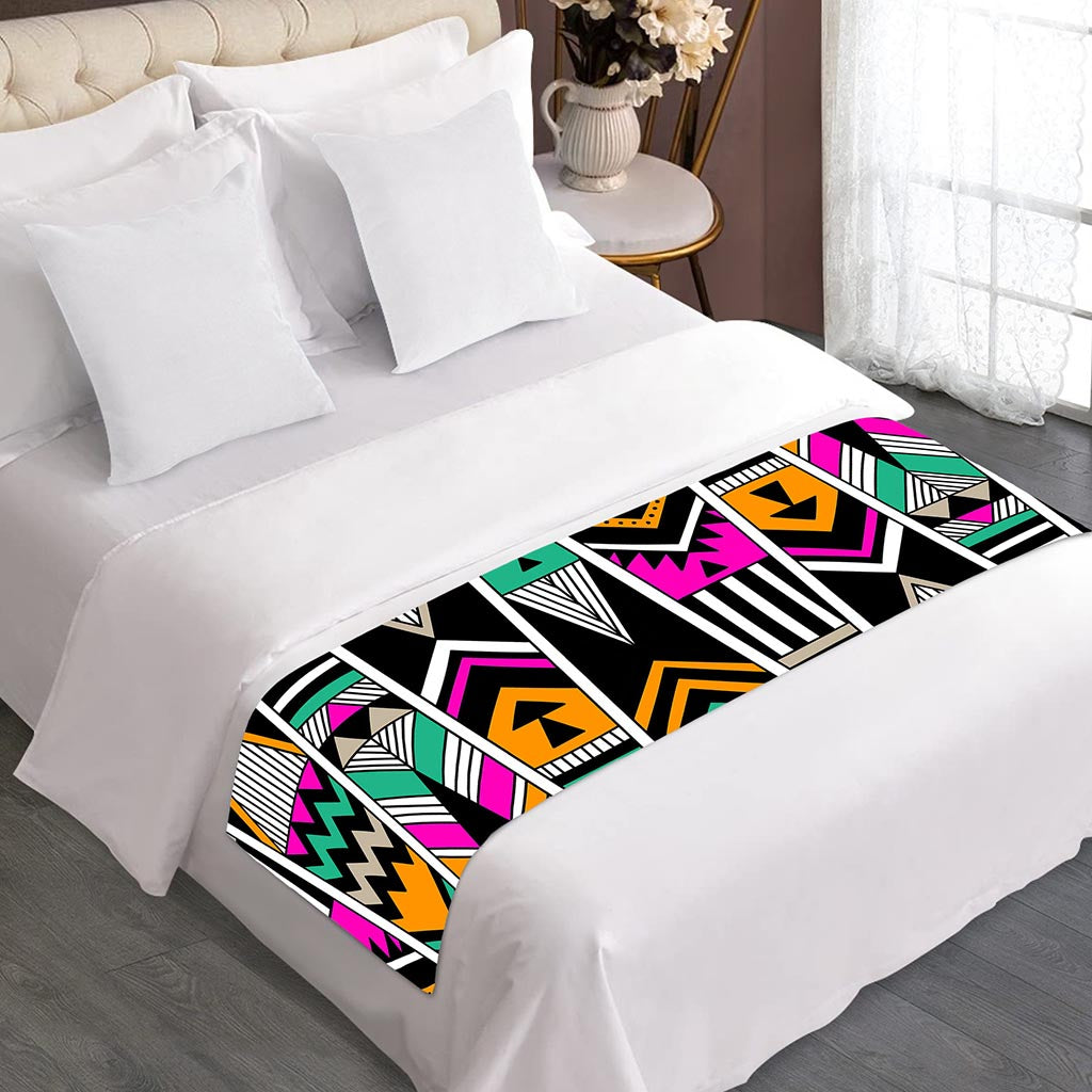 Vintage Tribal Aztec Pattern Print Bed Runner