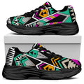 Vintage Tribal Aztec Pattern Print Black Chunky Shoes
