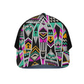 Vintage Tribal Aztec Pattern Print Black Mesh Trucker Hat