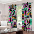 Vintage Tribal Aztec Pattern Print Dimout Grommet Curtains