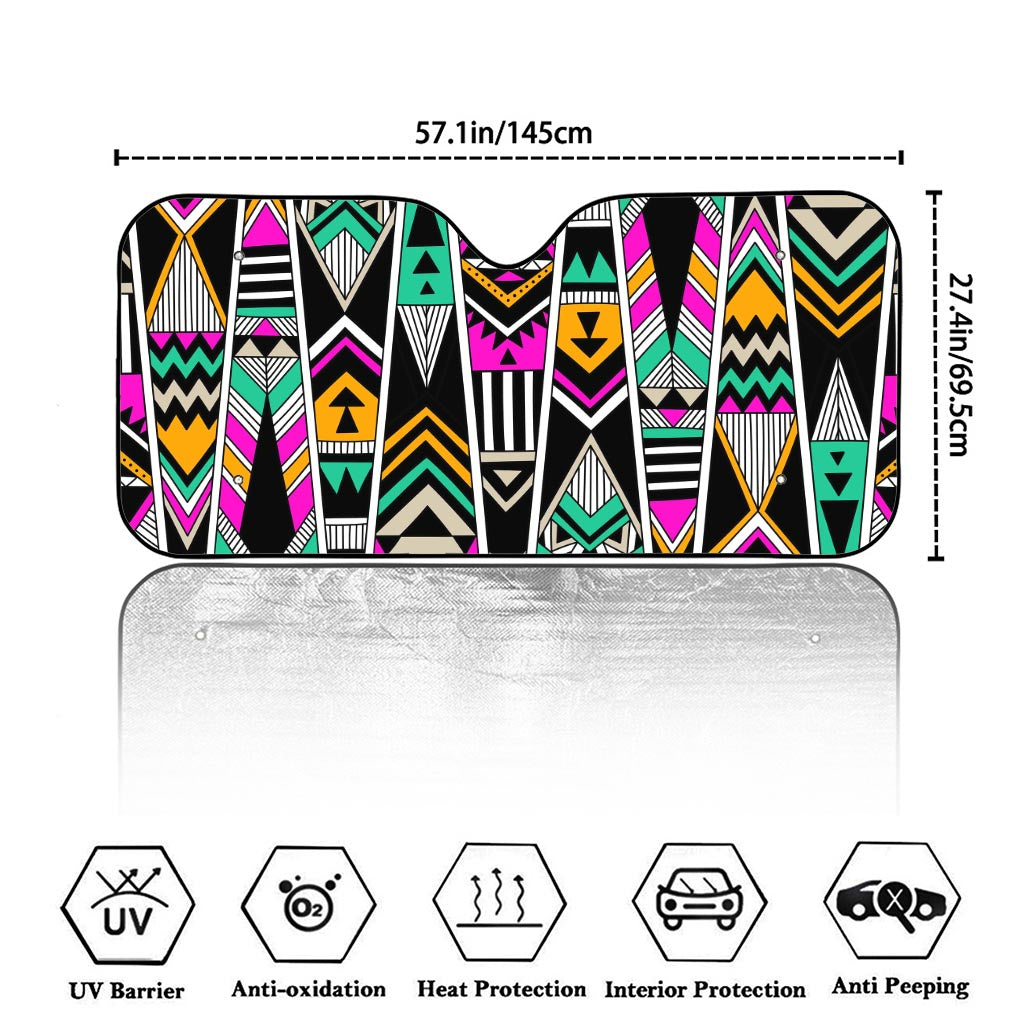 Vintage Tribal Aztec Pattern Print Car Windshield Sun Shade