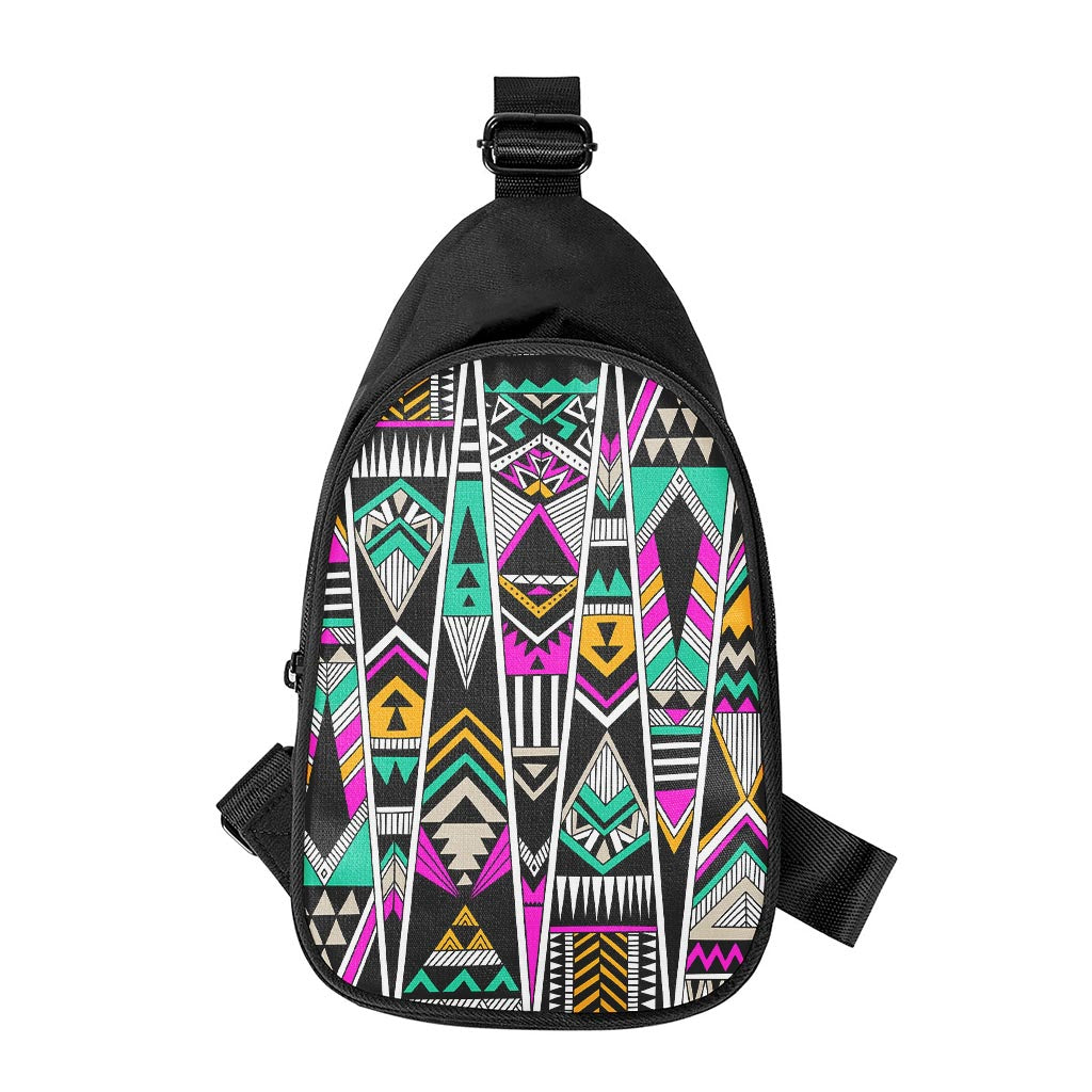 Vintage Tribal Aztec Pattern Print Chest Bag