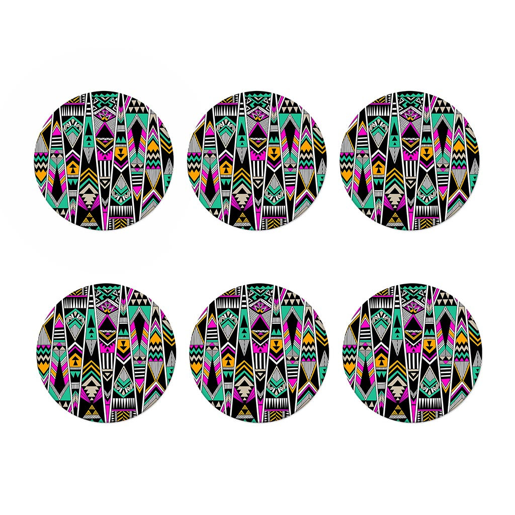 Vintage Tribal Aztec Pattern Print Coaster Set