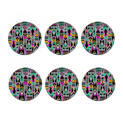 Vintage Tribal Aztec Pattern Print Coaster Set