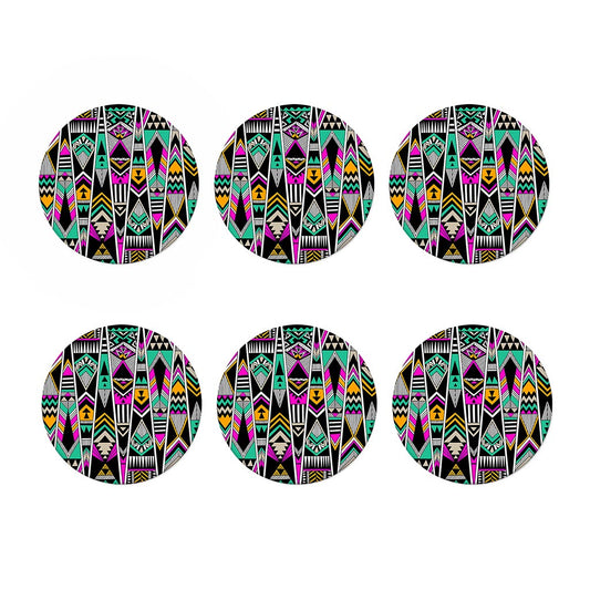 Vintage Tribal Aztec Pattern Print Coaster Set