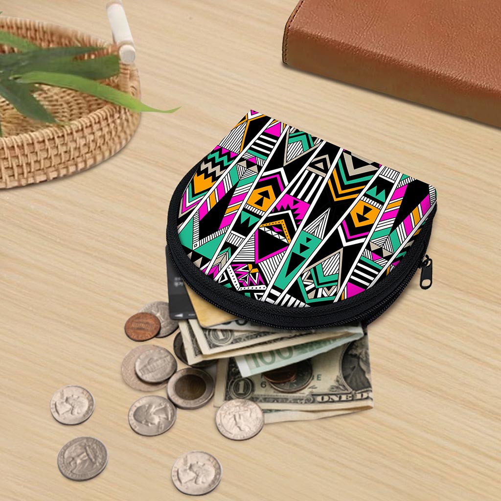 Vintage Tribal Aztec Pattern Print Coin Purse