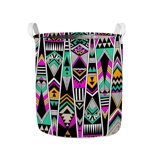 Vintage Tribal Aztec Pattern Print Collapsible Laundry Basket