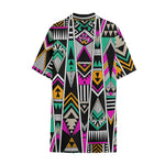 Vintage Tribal Aztec Pattern Print Cotton Hawaiian Shirt