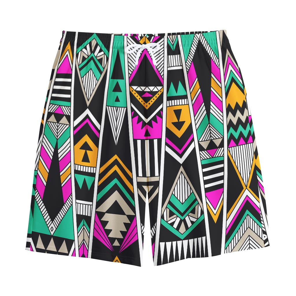 Vintage Tribal Aztec Pattern Print Cotton Shorts