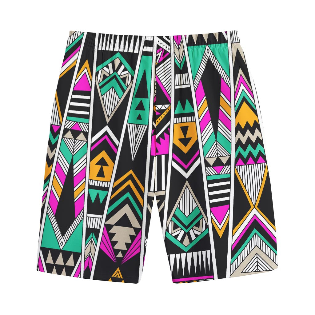 Vintage Tribal Aztec Pattern Print Cotton Shorts