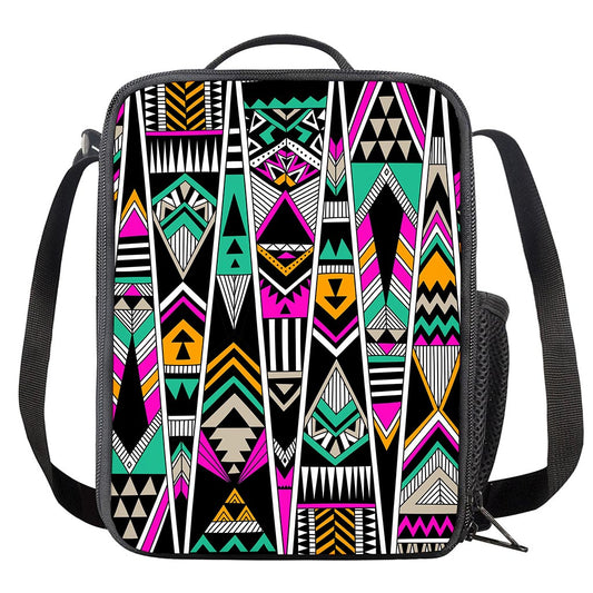 Vintage Tribal Aztec Pattern Print Crossbody Lunch Bag