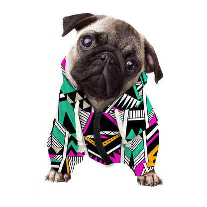 Vintage Tribal Aztec Pattern Print Dog Zip Up Hoodie