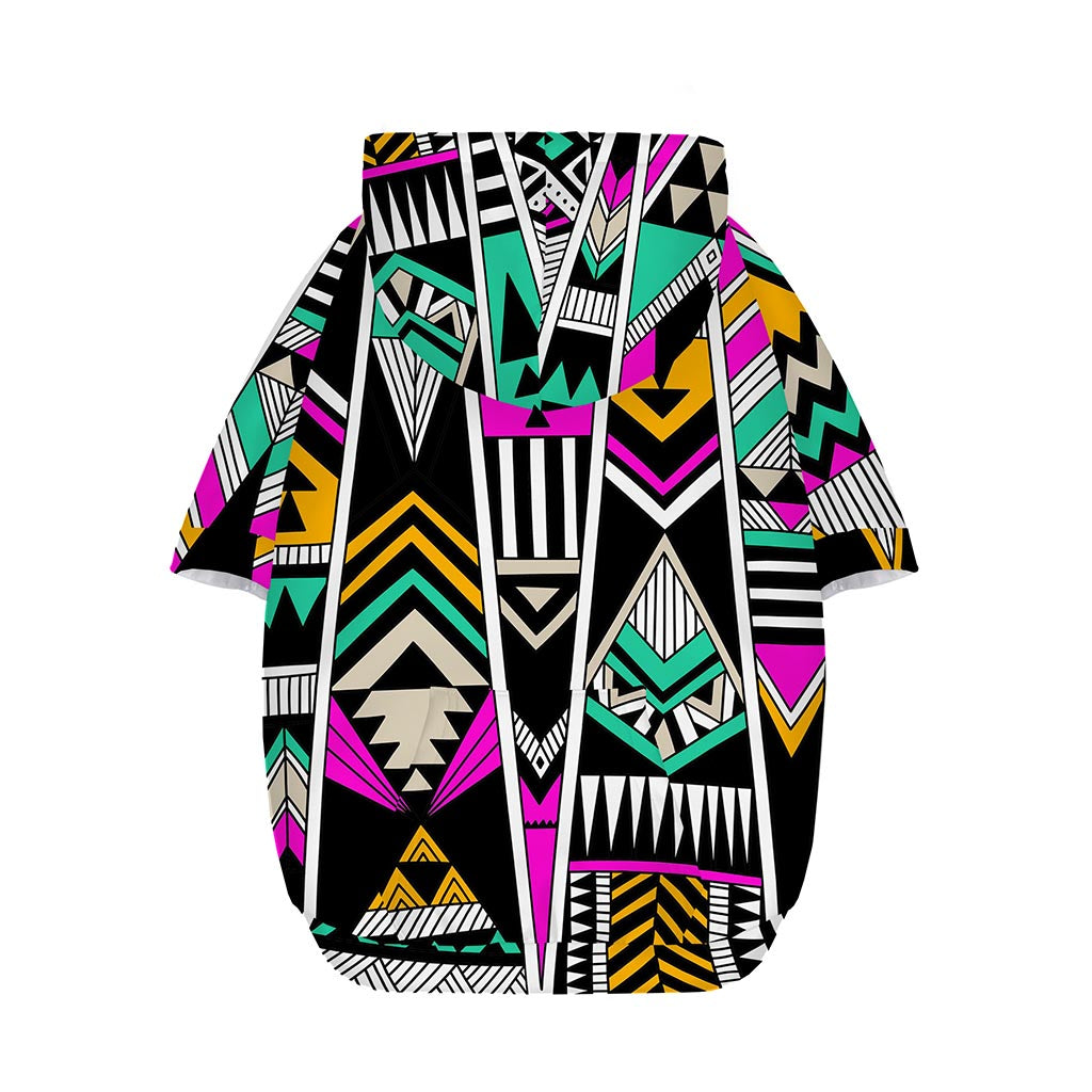 Vintage Tribal Aztec Pattern Print Dog Zip Up Hoodie