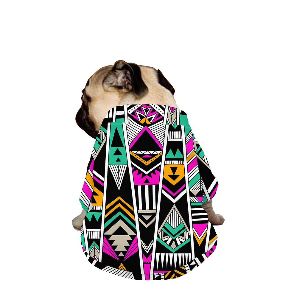 Vintage Tribal Aztec Pattern Print Dog Zip Up Jacket