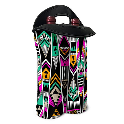 Vintage Tribal Aztec Pattern Print Double Neoprene Wine Tote