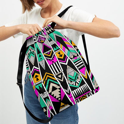 Vintage Tribal Aztec Pattern Print Drawstring Backpack