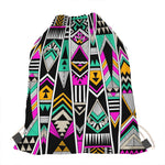 Vintage Tribal Aztec Pattern Print Drawstring Bag