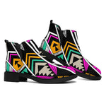 Vintage Tribal Aztec Pattern Print Flat Ankle Boots