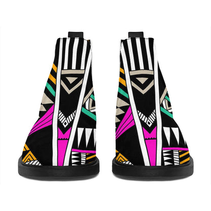 Vintage Tribal Aztec Pattern Print Flat Ankle Boots