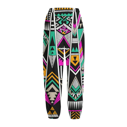 Vintage Tribal Aztec Pattern Print Fleece Lined Knit Pants