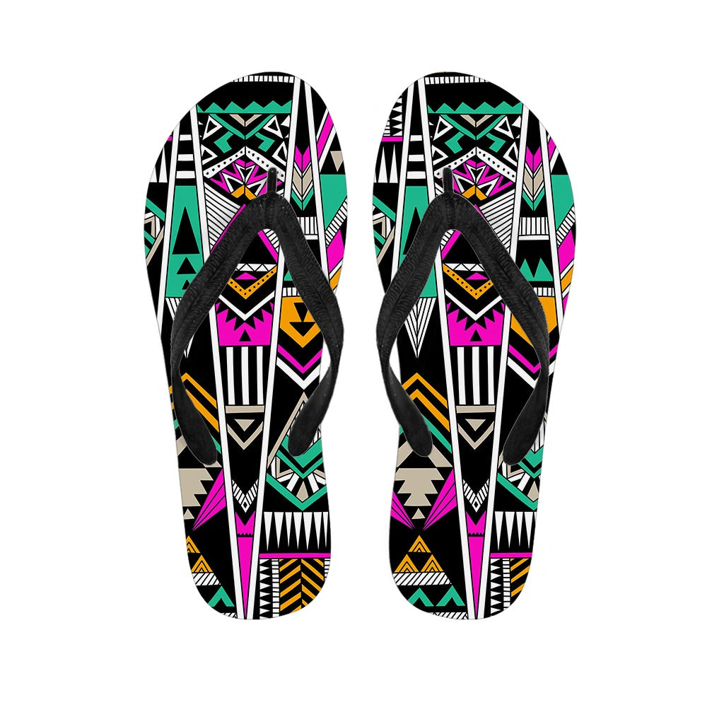Vintage Tribal Aztec Pattern Print Flip Flops