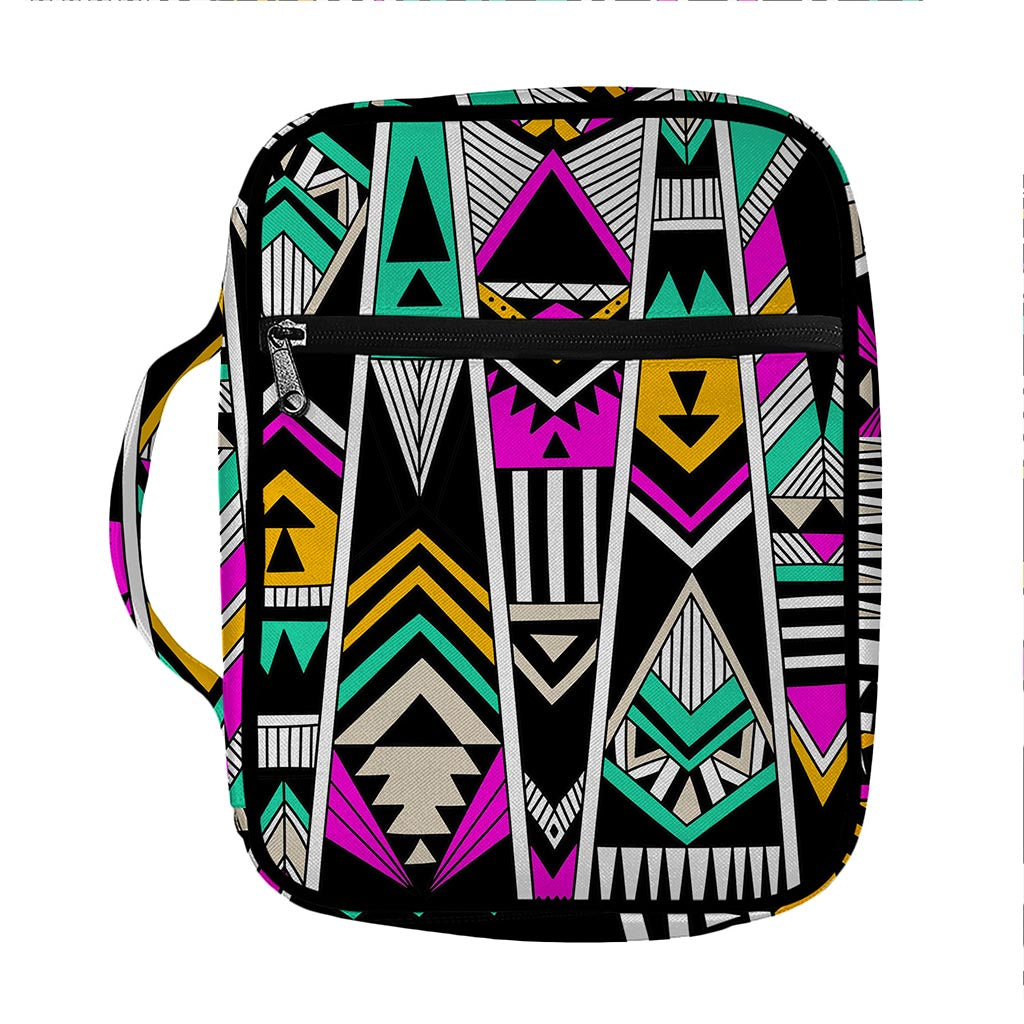 Vintage Tribal Aztec Pattern Print Front Pocket Bible Bag
