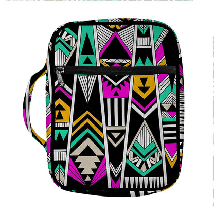 Vintage Tribal Aztec Pattern Print Front Pocket Bible Bag