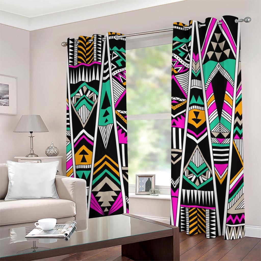 Vintage Tribal Aztec Pattern Print Grommet Curtains