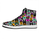 Vintage Tribal Aztec Pattern Print High Top Leather Sneakers