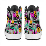 Vintage Tribal Aztec Pattern Print High Top Leather Sneakers