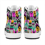 Vintage Tribal Aztec Pattern Print High Top Leather Sneakers