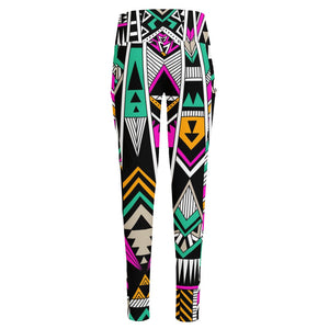 Vintage Tribal Aztec Pattern Print High-Waisted Pocket Leggings