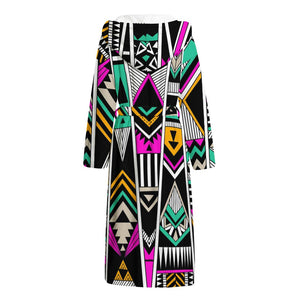 Vintage Tribal Aztec Pattern Print Hooded Bathrobe