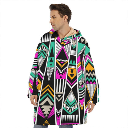 Vintage Tribal Aztec Pattern Print Hoodie Blanket