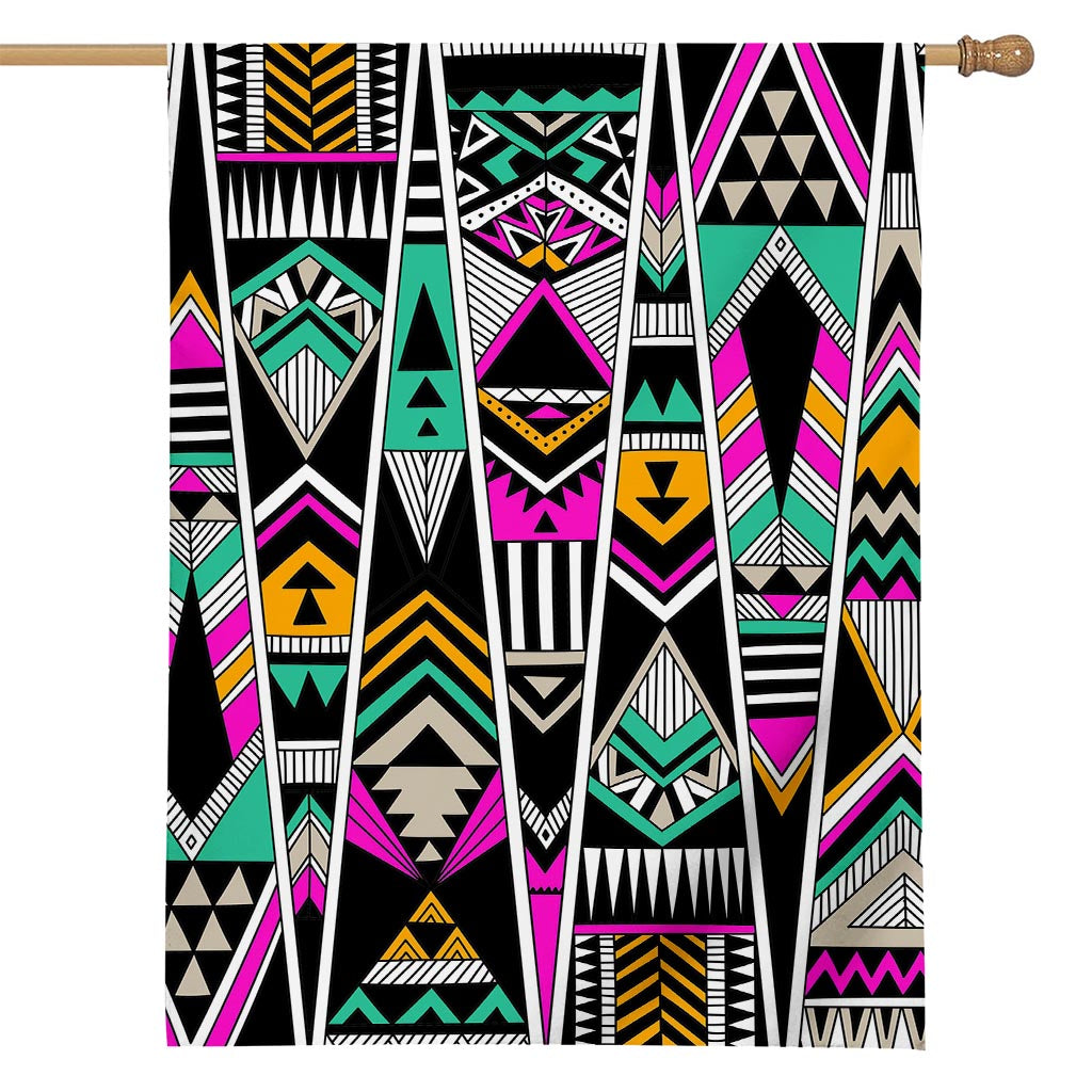 Vintage Tribal Aztec Pattern Print House Flag