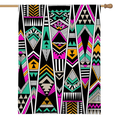 Vintage Tribal Aztec Pattern Print House Flag