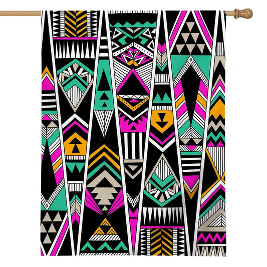 Vintage Tribal Aztec Pattern Print House Flag
