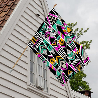 Vintage Tribal Aztec Pattern Print House Flag