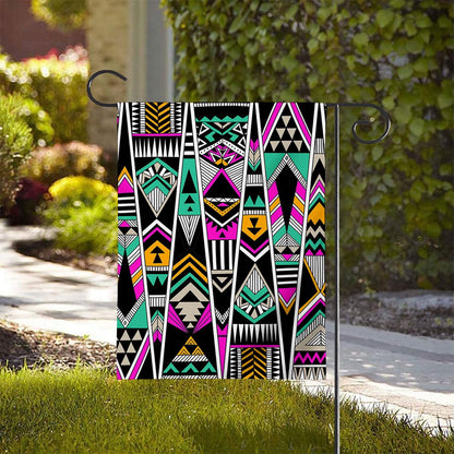 Vintage Tribal Aztec Pattern Print House Flag