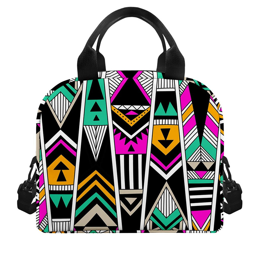 Vintage Tribal Aztec Pattern Print Insulated Lunch Bag