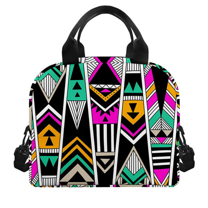 Vintage Tribal Aztec Pattern Print Insulated Lunch Bag