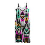 Vintage Tribal Aztec Pattern Print Jersey Midi Cami Dress