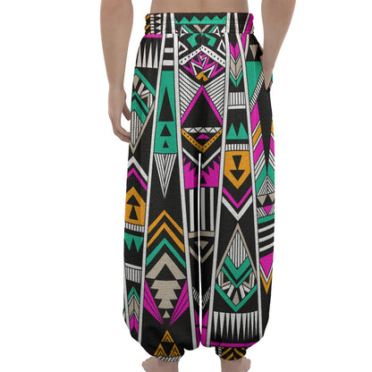 Vintage Tribal Aztec Pattern Print Lantern Pants