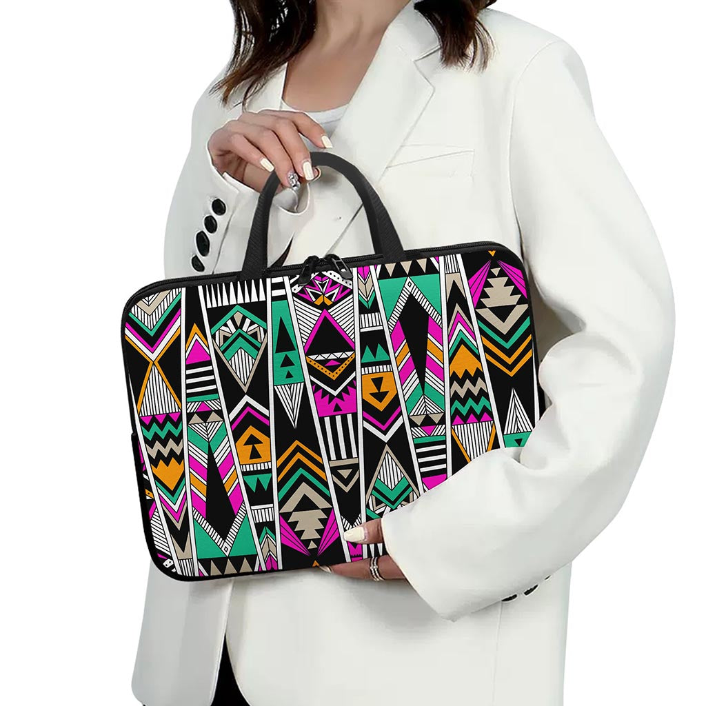 Vintage Tribal Aztec Pattern Print Laptop Sleeve With Handle