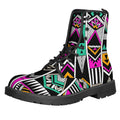Vintage Tribal Aztec Pattern Print Lace-Up Boots