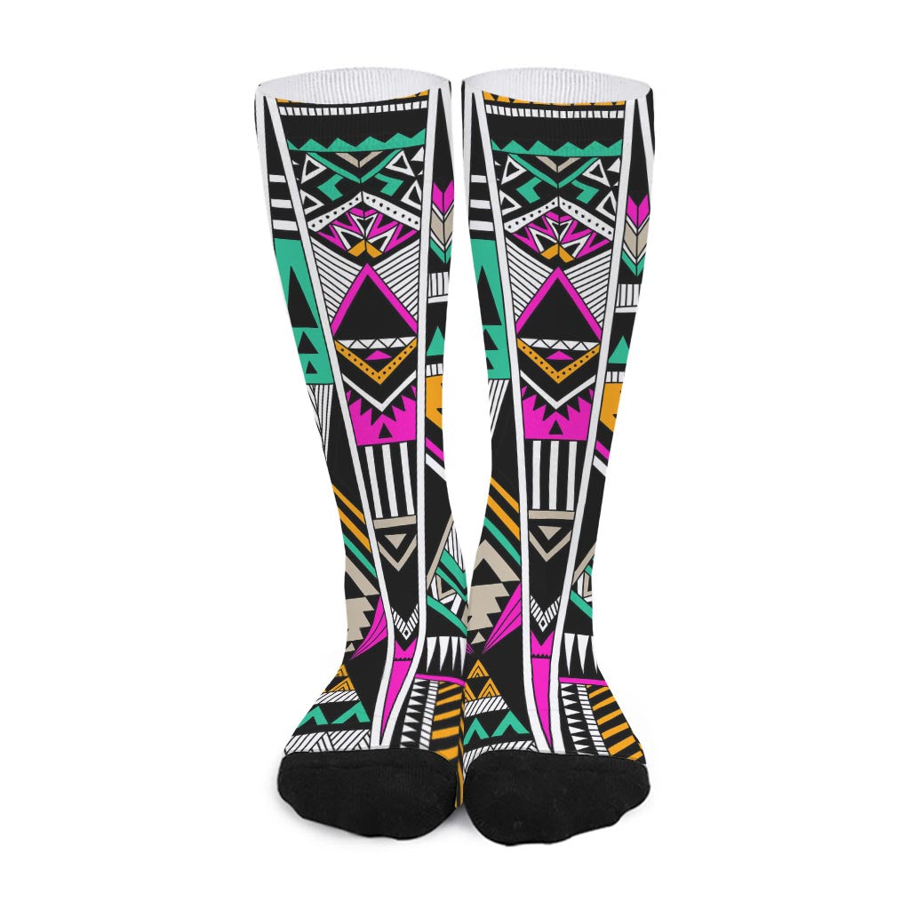 Vintage Tribal Aztec Pattern Print Long Socks