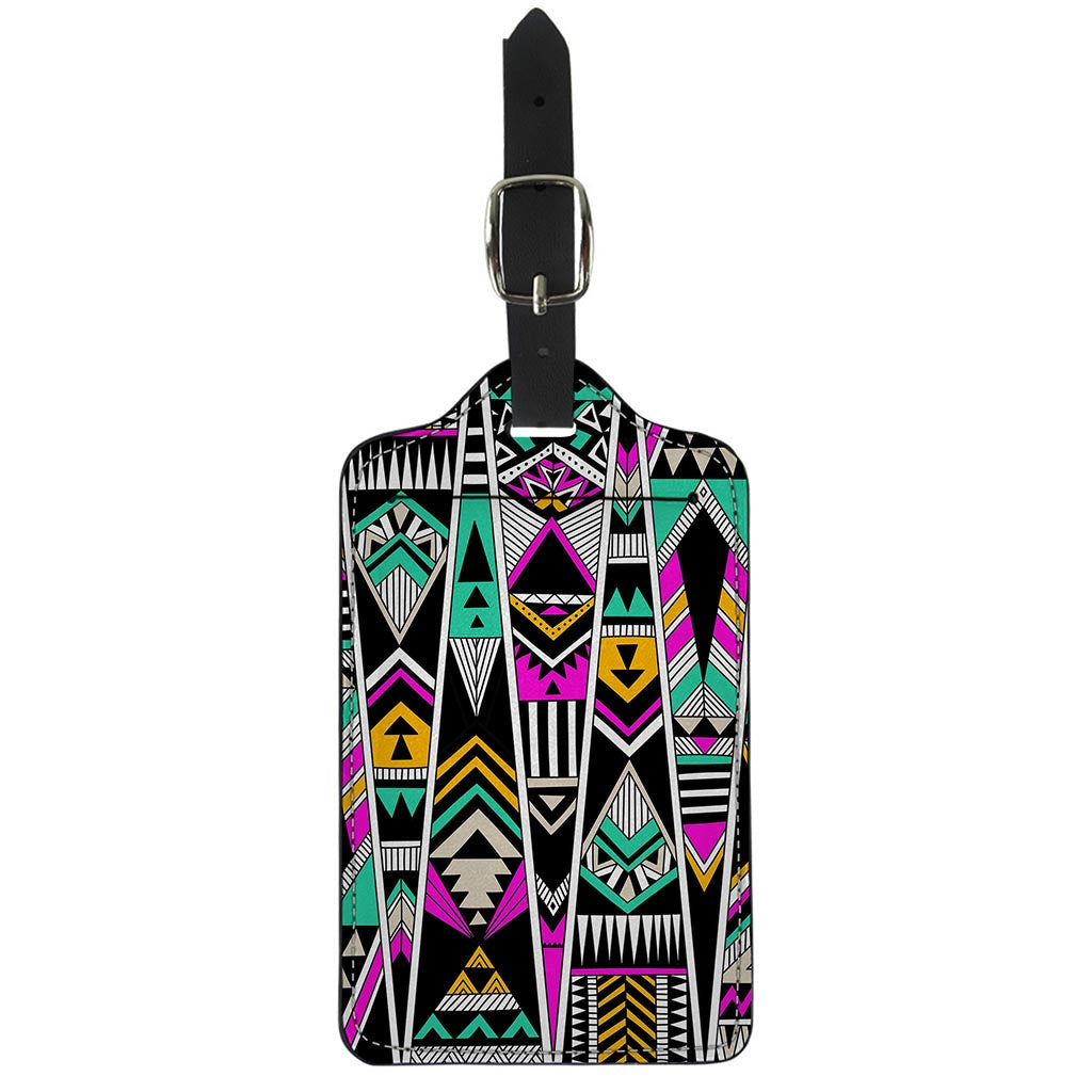 Vintage Tribal Aztec Pattern Print Luggage Tag