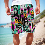 Vintage Tribal Aztec Pattern Print Men's Cargo Shorts