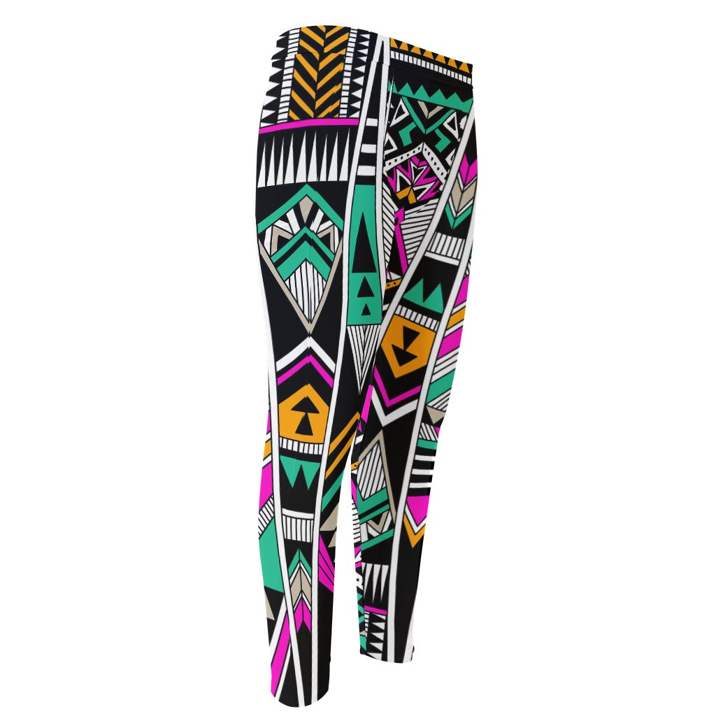 Vintage Tribal Aztec Pattern Print Men's Compression Pants