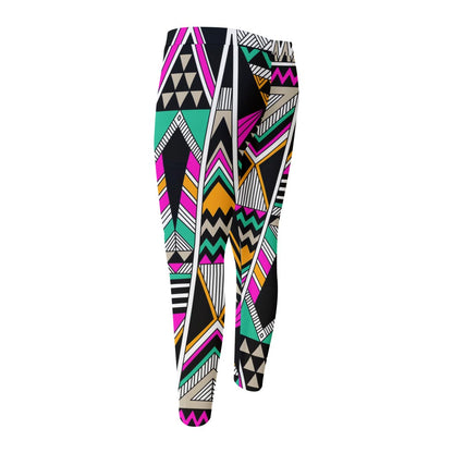 Vintage Tribal Aztec Pattern Print Men's Compression Pants